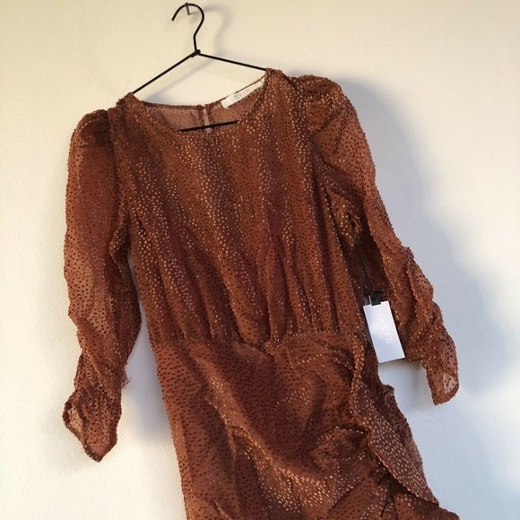 ASTR the Label Samara Dress Ginger Brown Ruffle Party Cocktail XS NWOT $148 - Picture 7 of 8
